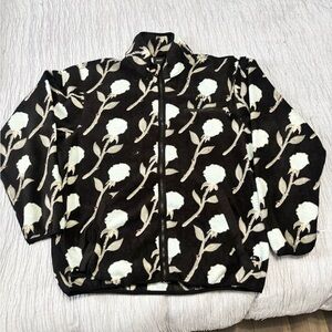 HUF Black and White Floral Fleece Jacket